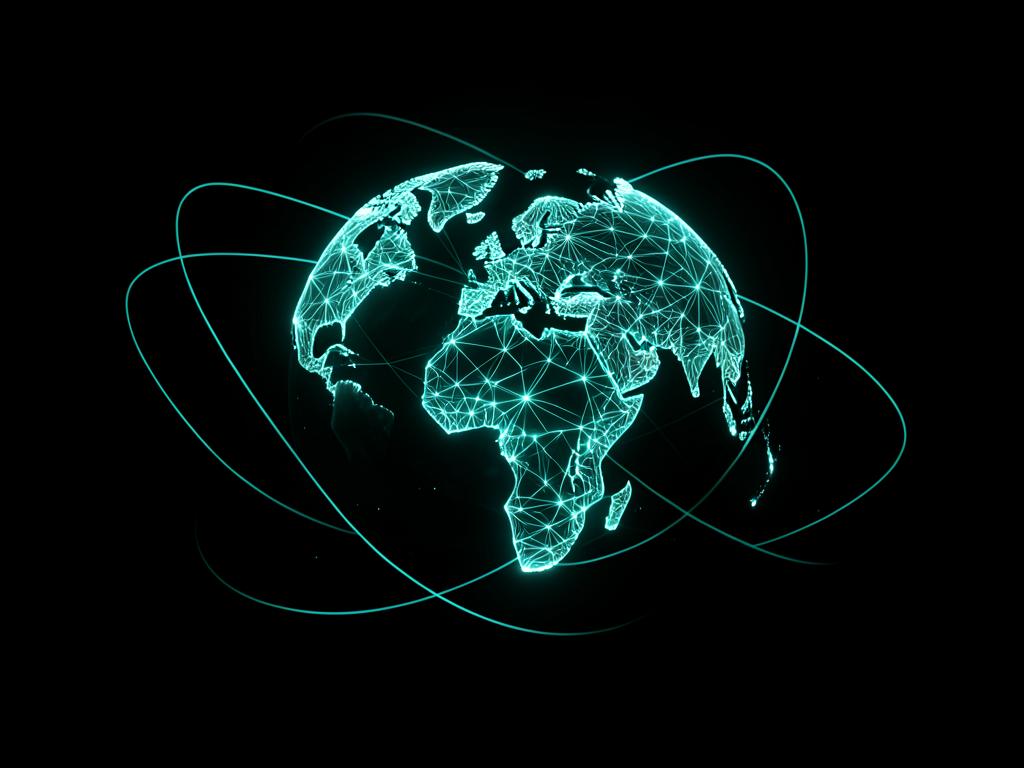 Teal global network representing Pangea iXi infrastructure